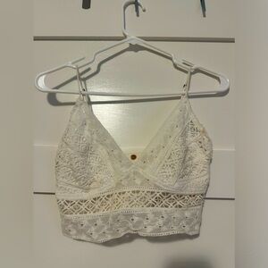 Free People White Lace Top/Bralette - size: S